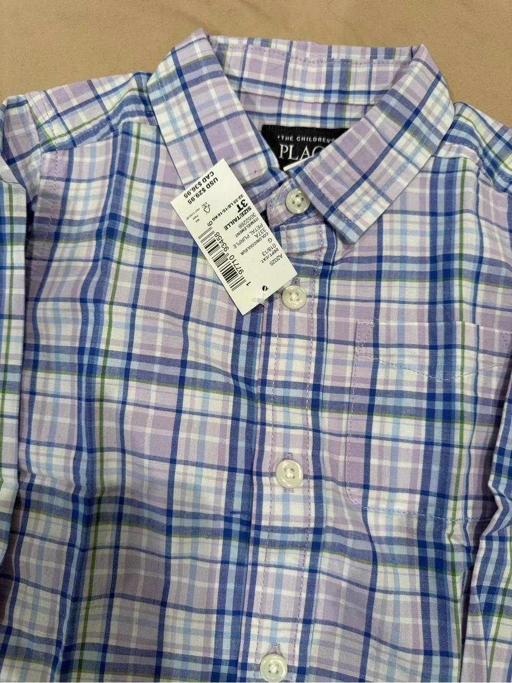 The Children's Place Lavender & Blue Plaid Button-Down Shirt